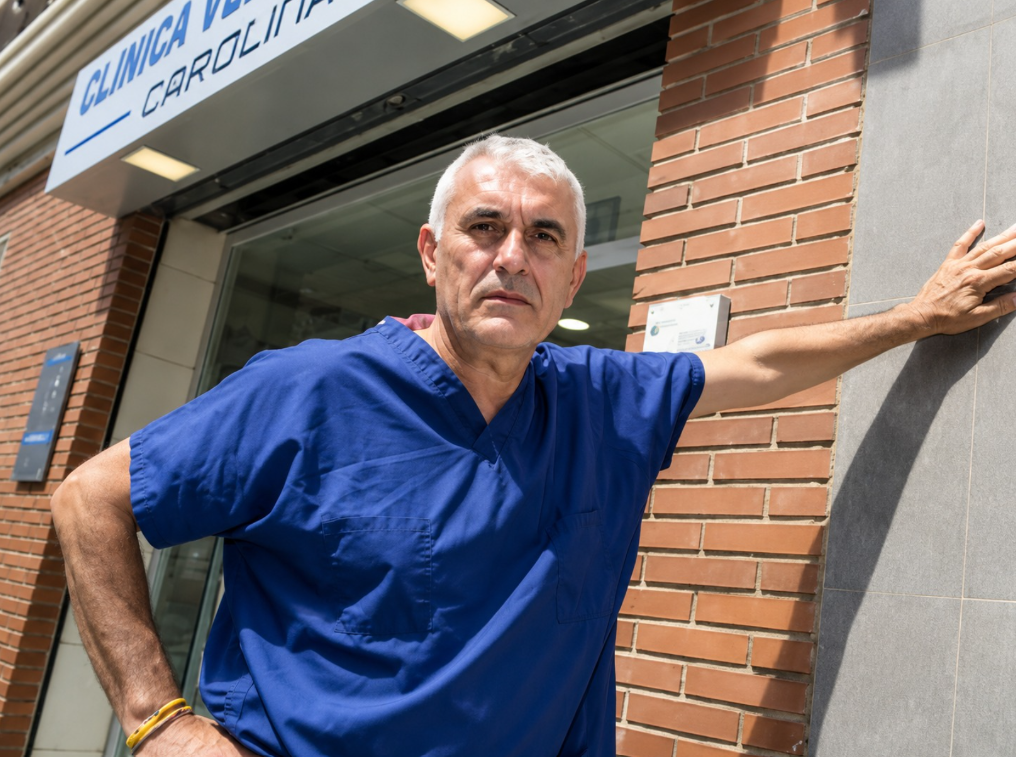 Eliseo durante una atención veterinaria a domicilio